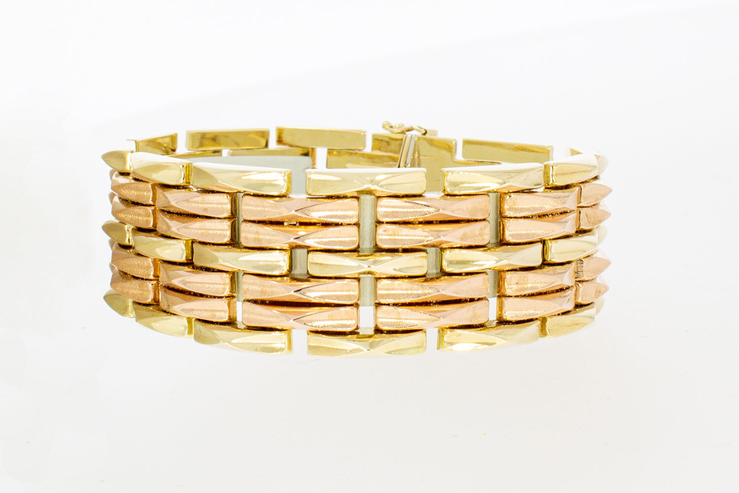 14 Karaat gouden brede Tank armband - 20,9 cm