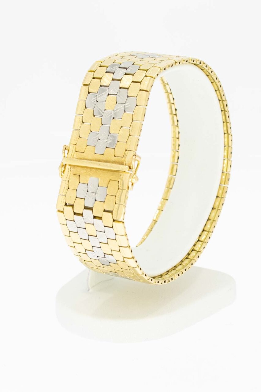 14 Karaat gouden brede Fantasie armband - 19,1 cm