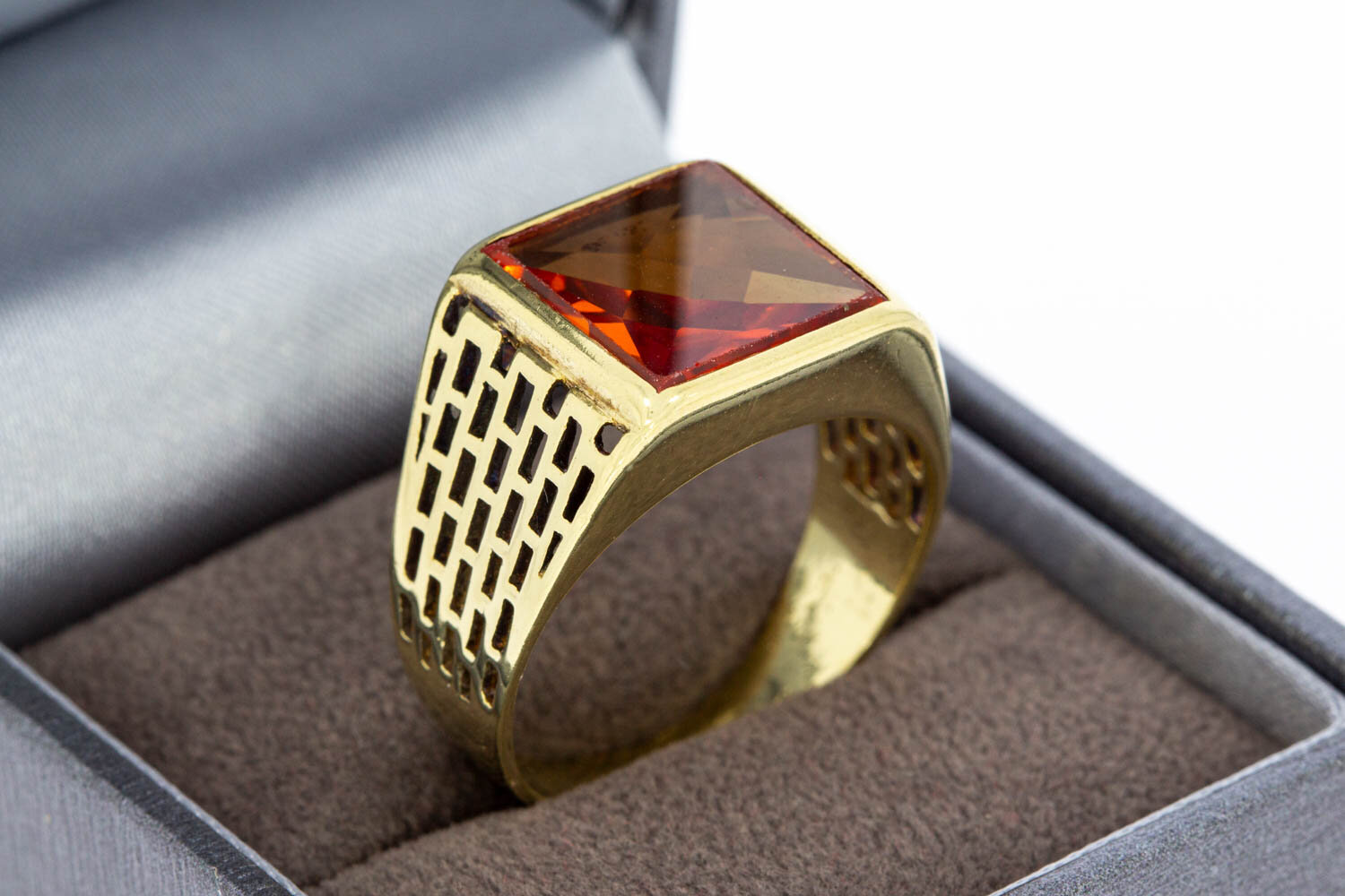 Statement Saffier ring 14 Karaat goud - 20,9 mm