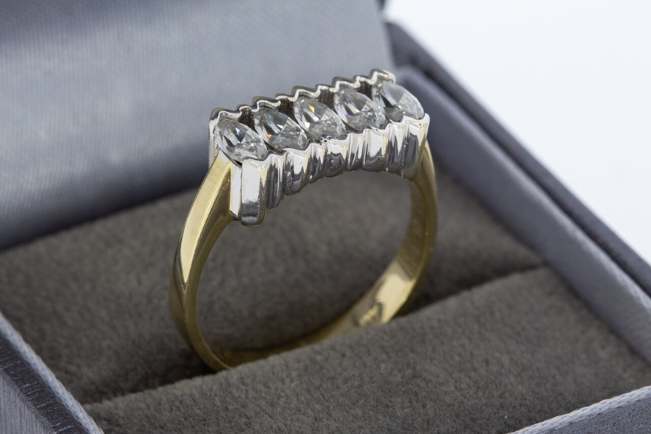 14 Karaat gouden Markies Saffier ring - 18,2 mm