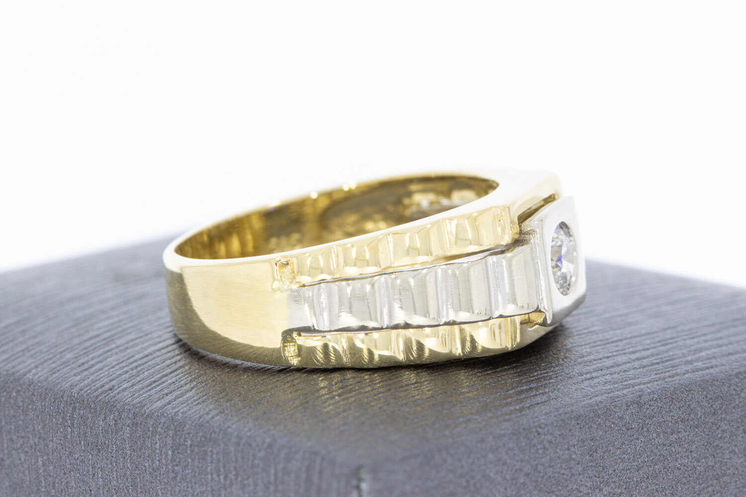14 Karaat gouden Rolex style saffier ring - 19 mm