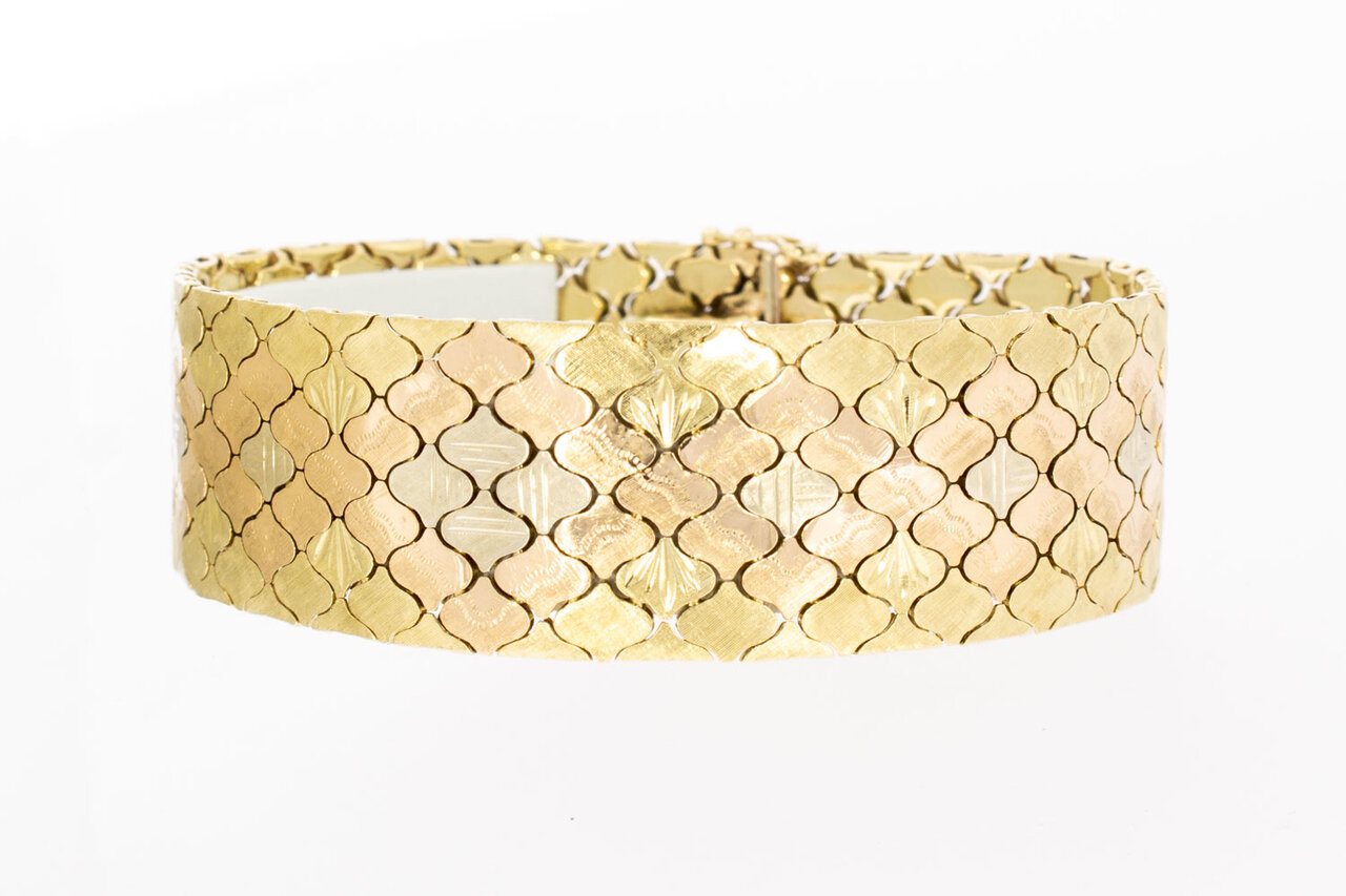 14 Karaat gouden brede Vintage armband - 19,5 cm
