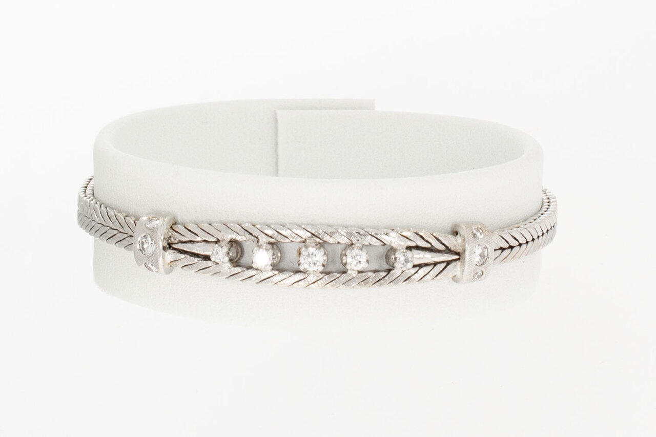 14 Karaat witgouden dames armband met Diamant - 15,3 cm