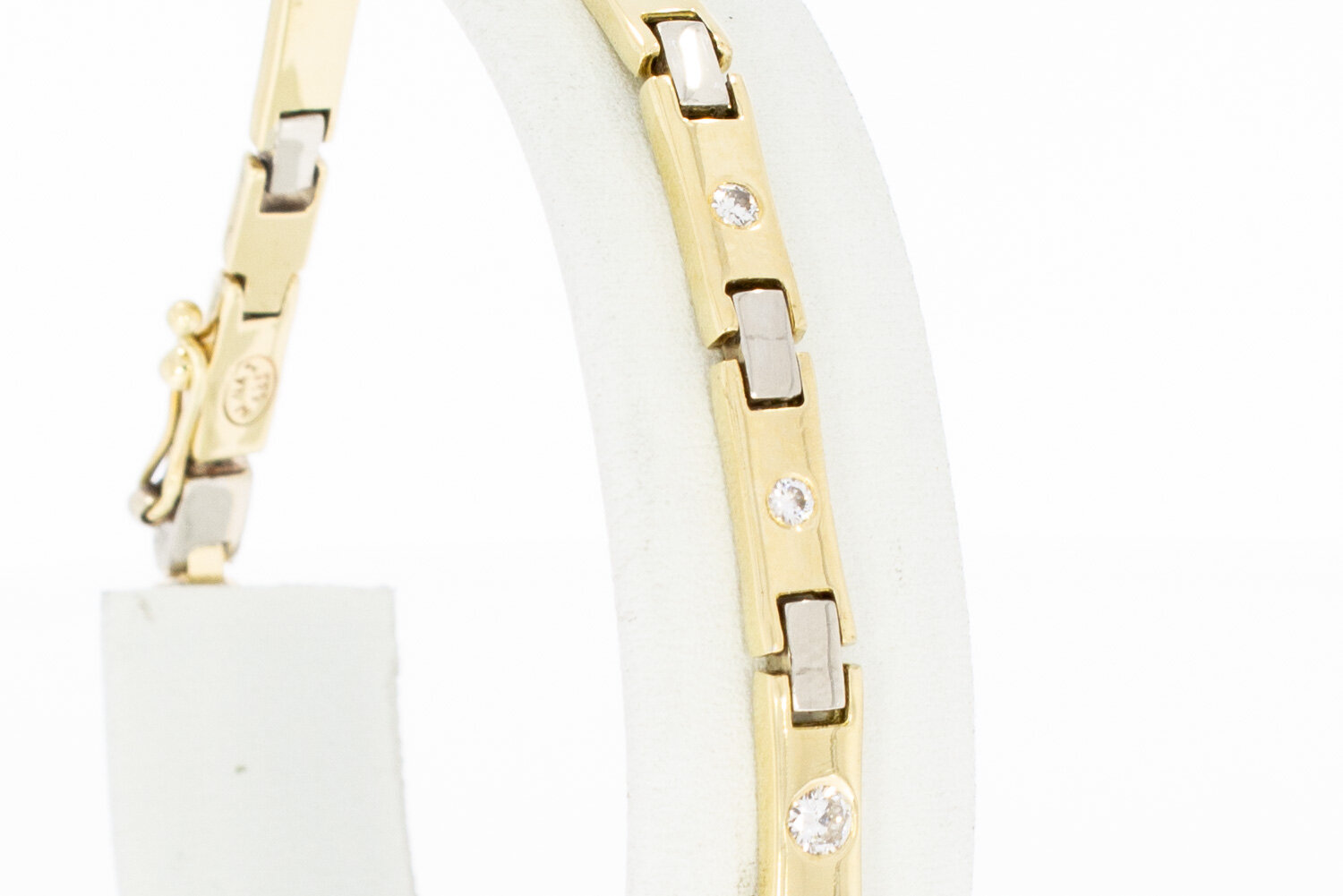 14 Karaat gouden Staafjes armband met Diamant - 19,7 cm
