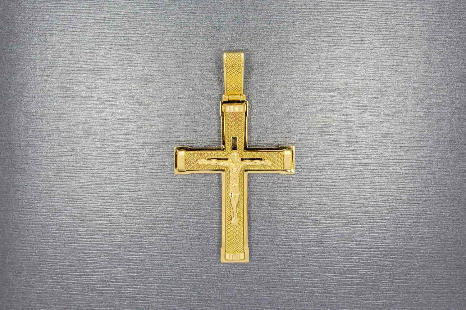 18 karaat gouden Kruis ketting hanger -  6,1 cm