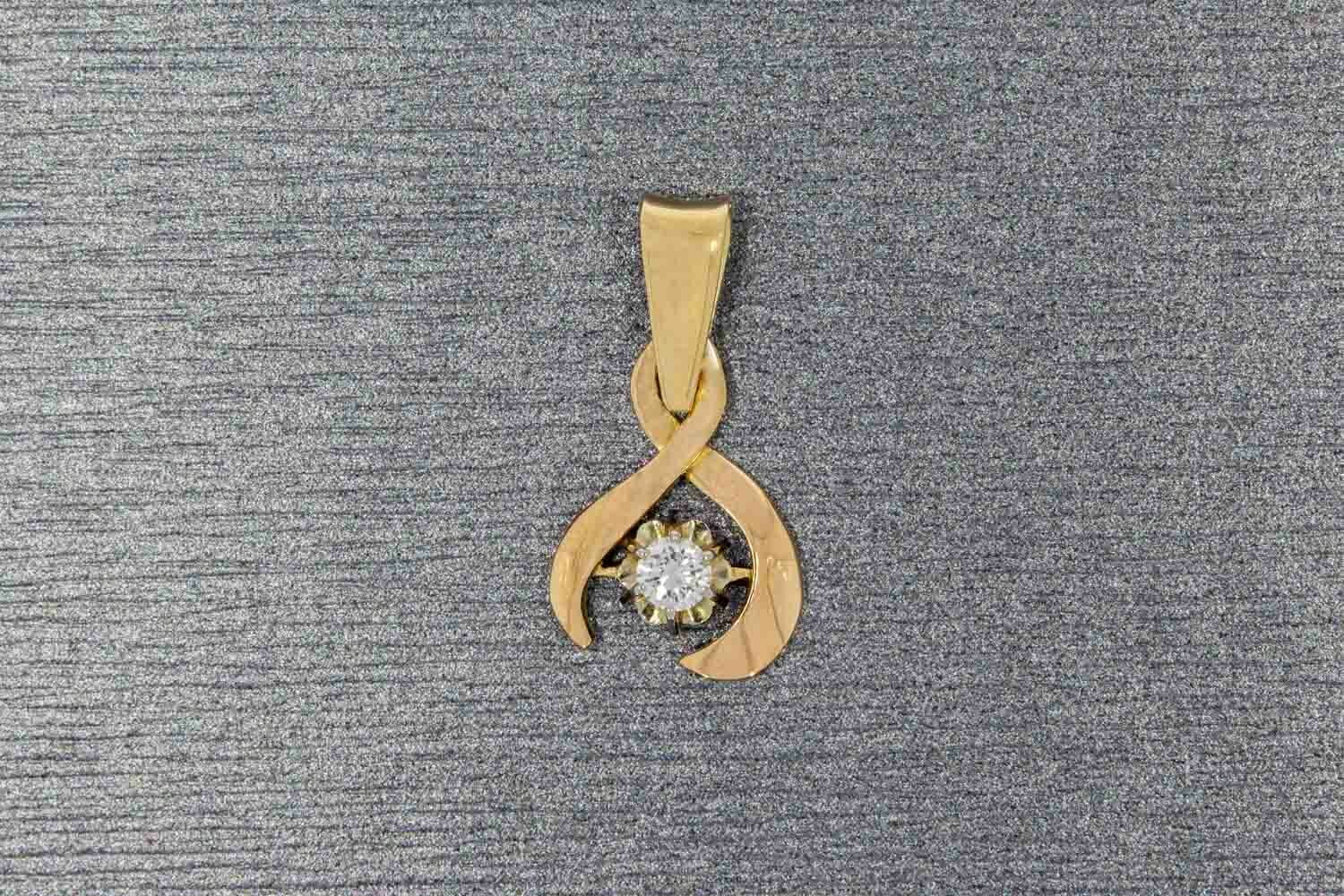 14 karaat gouden Diamant hanger - 2 cm