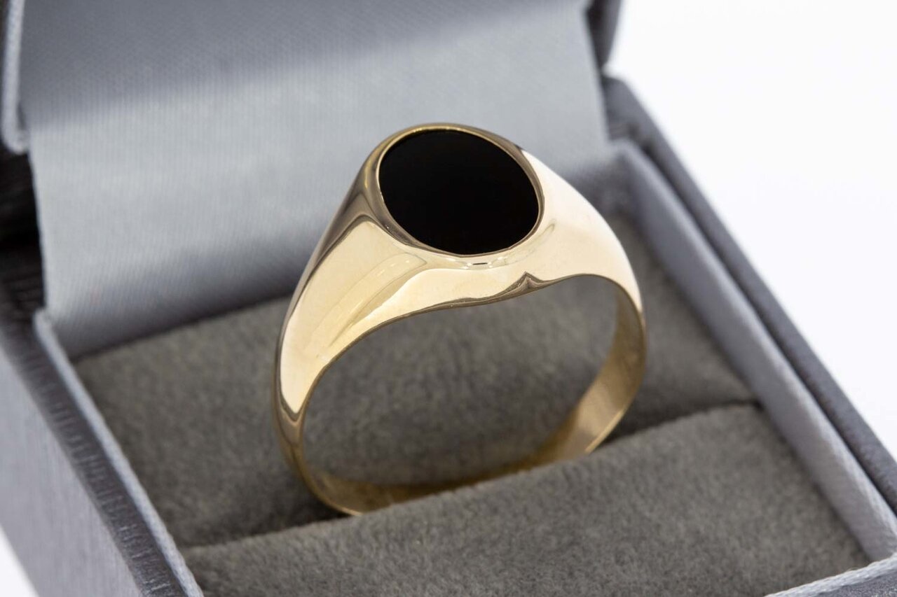 14 Karaat gouden Onyx Zegelring - 22,1 mm
