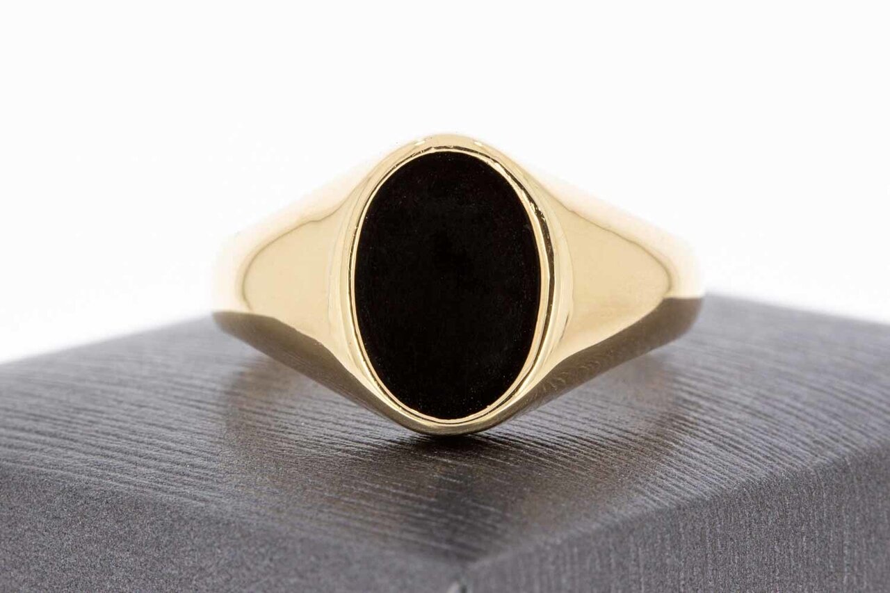 14 Karaat gouden Onyx Zegelring - 22,1 mm