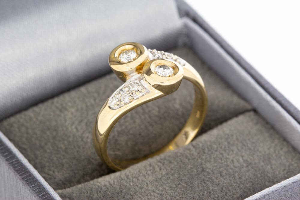 14 Karaat gouden diamant Slagring - 17,9 mm