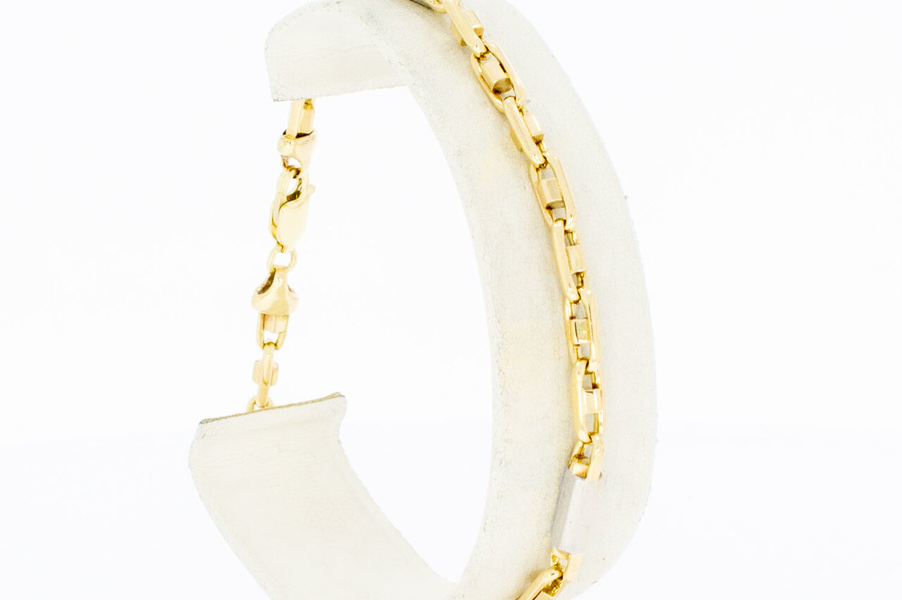 14 Karaat bicolor gouden koningsarmband - 20,7 cm