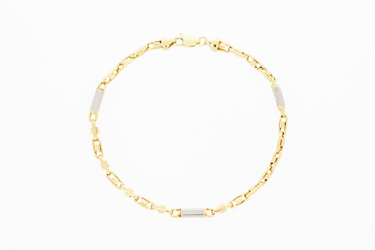 14 Karaat bicolor gouden koningsarmband - 20,7 cm