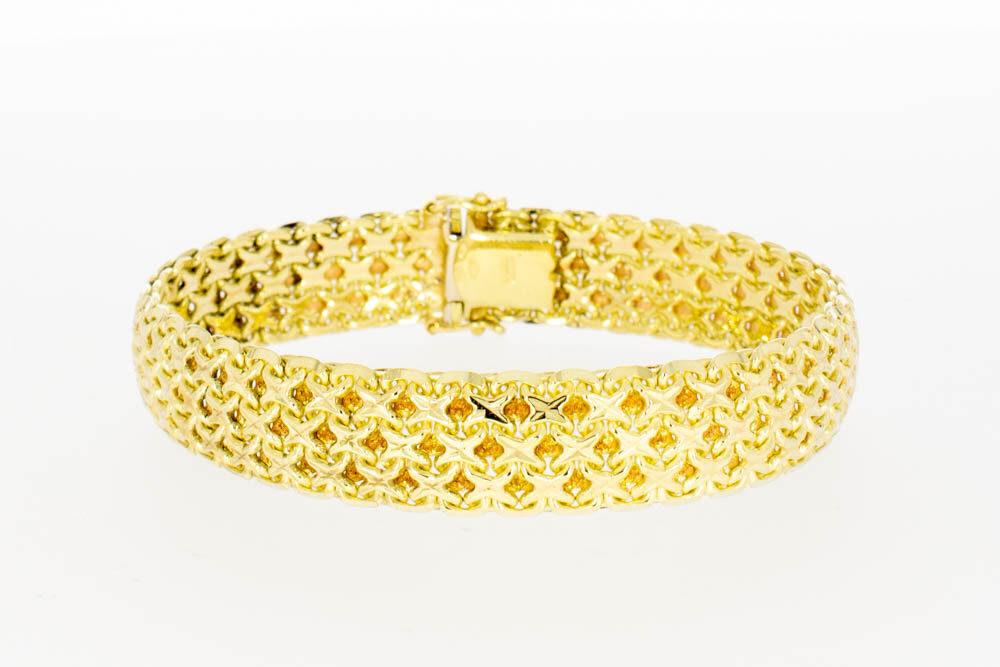 Gevlochten 14 Karaat goud armband - 19 cm