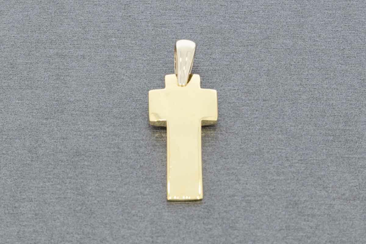 18 Karaat bicolor gouden kettinghanger - kruisje