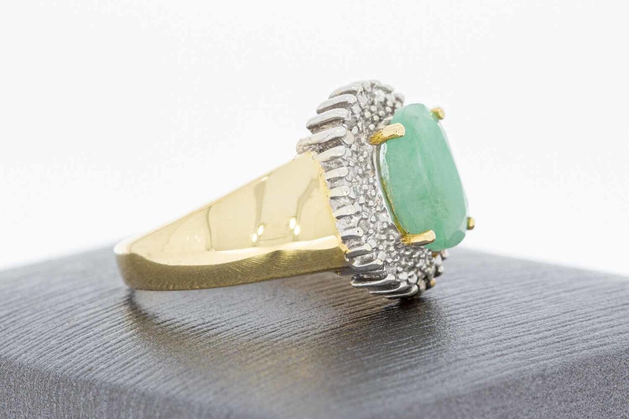 14 Karaat  Jade ring met Diamant - 18,2 mm