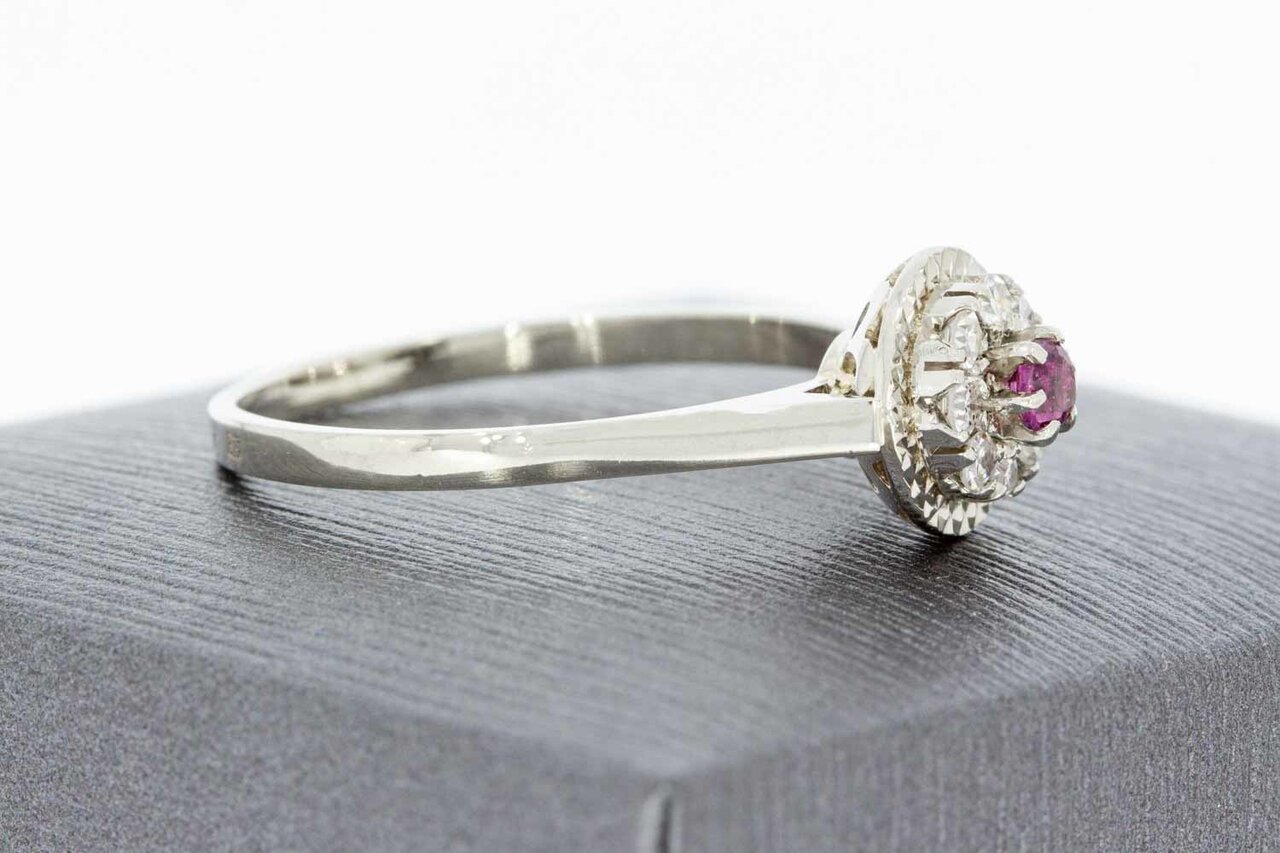 14 Karaat  Robijn ring met Diamant - 19,4 mm