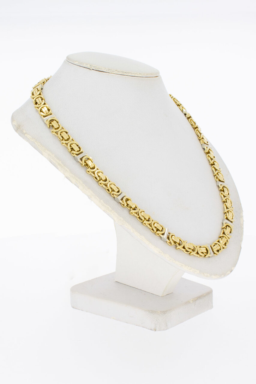 14 Karaat bicolor platte Koningsketting - 62,5 cm