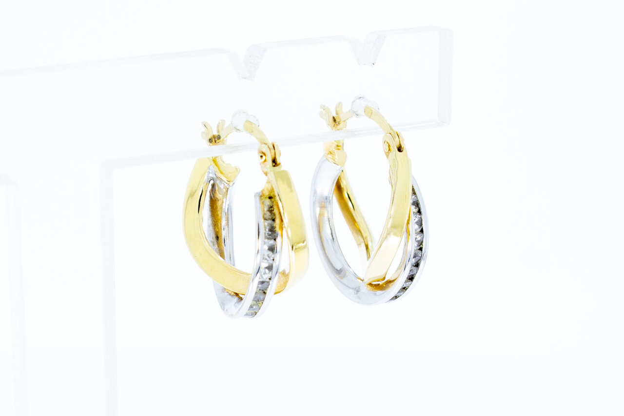 18 Karaat Creolen met Zirkonia - 16,9 mm
