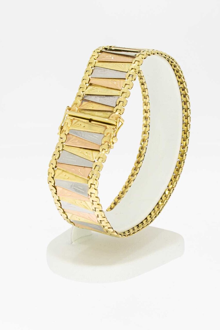 14 Karaat tricolor brede armband - 20,2 cm