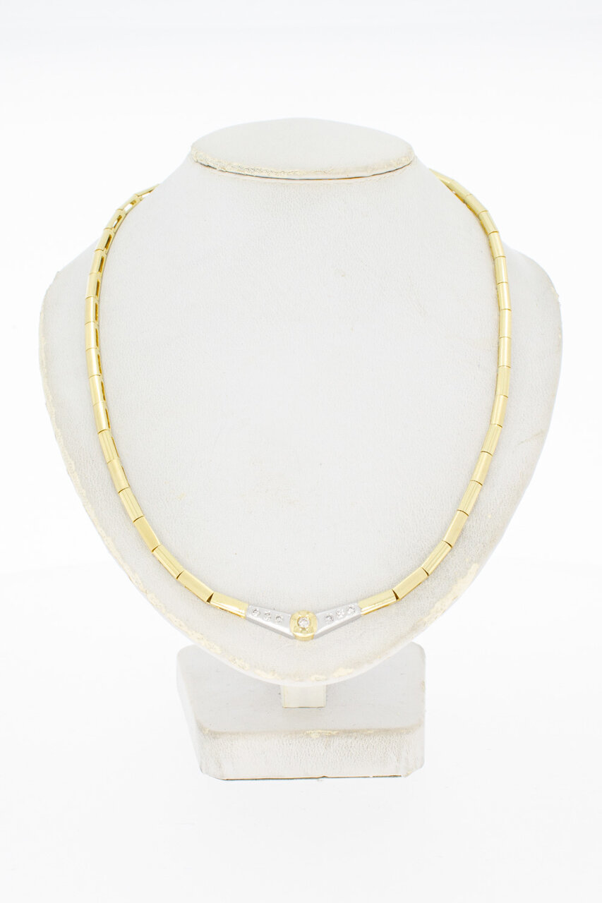 14 Karaat goud edelsteenketting - 48 cm