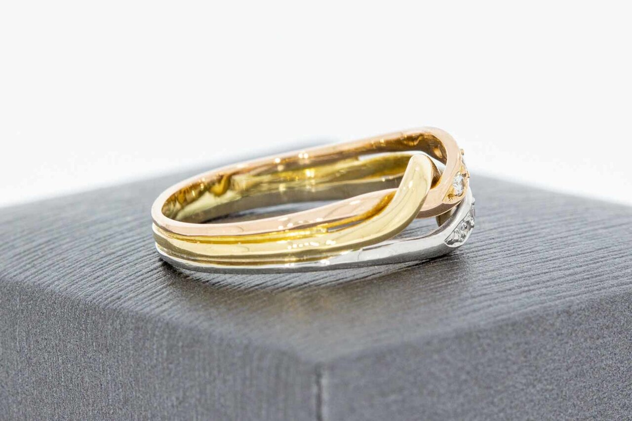 14K gouden Crossover Diamant ring - 18,3 mm