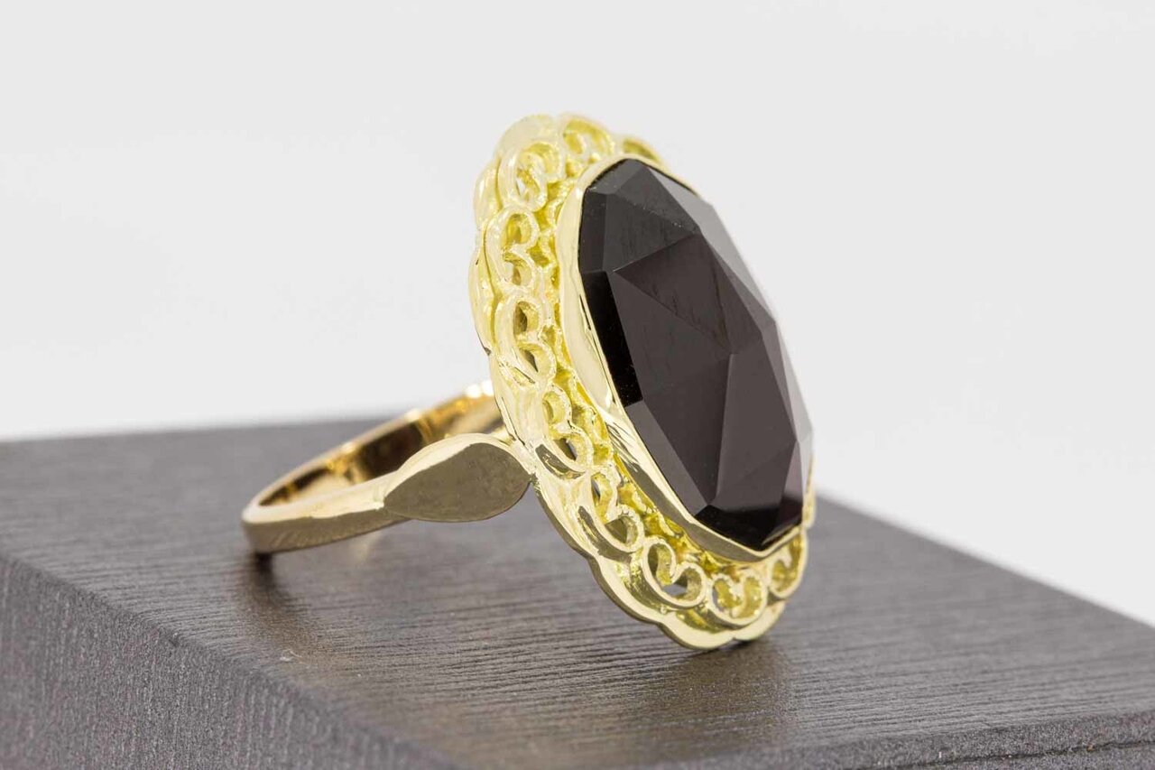 14 Karaat goud Retro Granaat ring - 17,9 mm