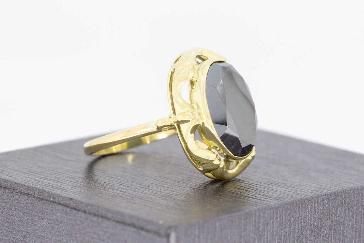 14 Karaat gouden Retro Hematiet ring - 18,2 mm