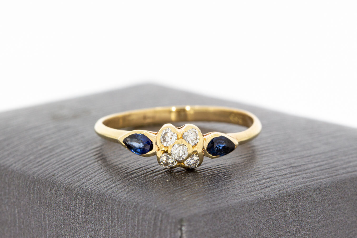 14 karaat gouden edelsteen ring - 17,3 mm