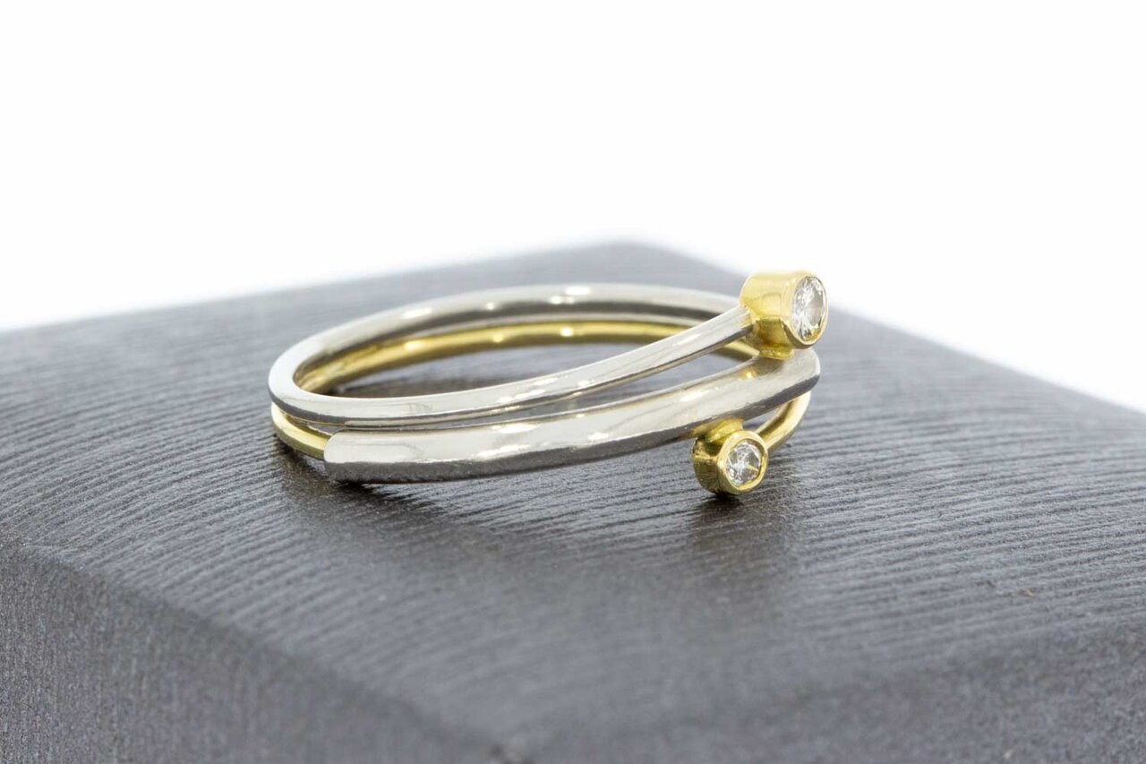 Bicolor 18 Karaat diamant ring - 16 mm