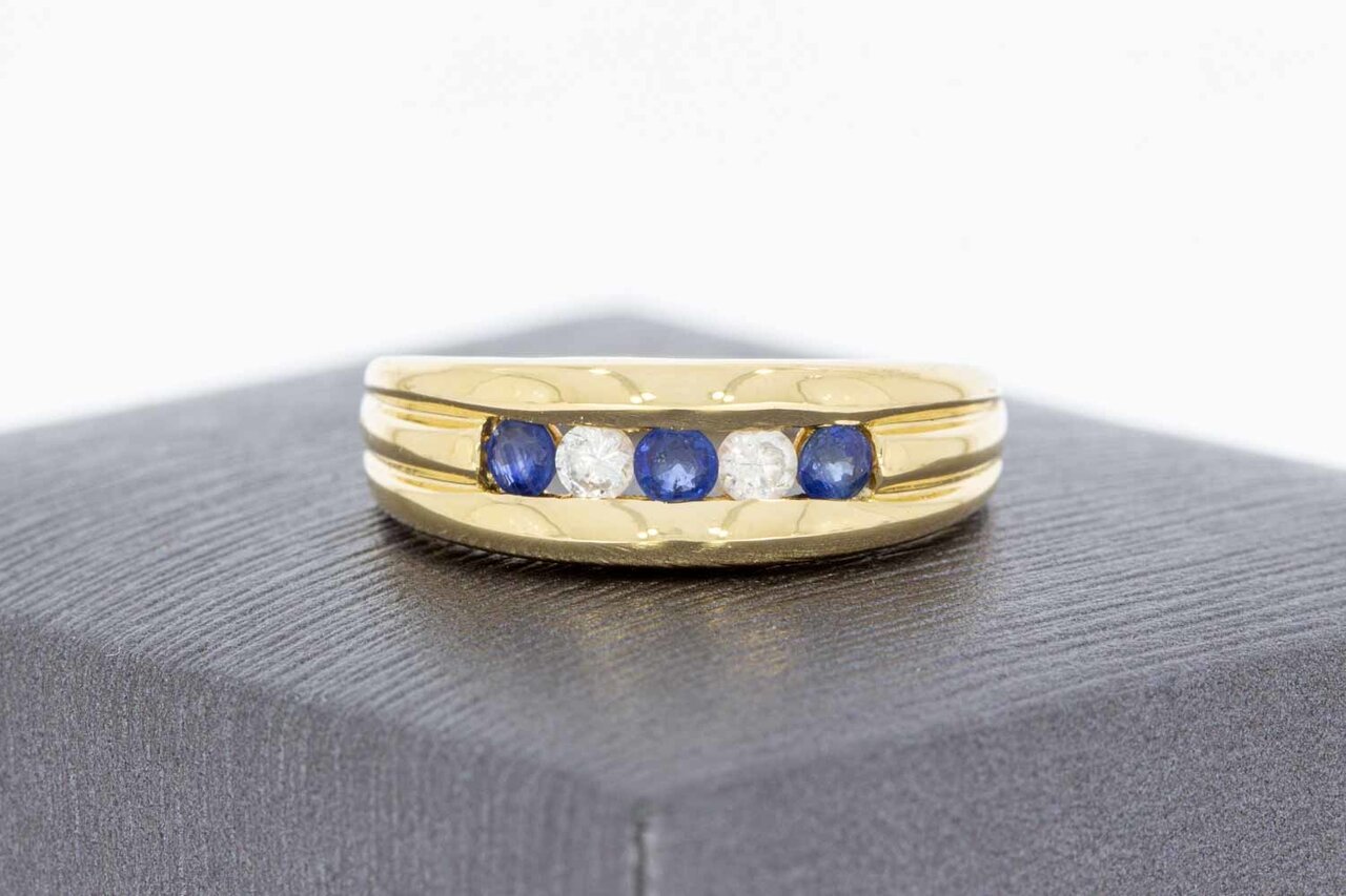 14 Karaat gouden saffier ring - 17,9 mm