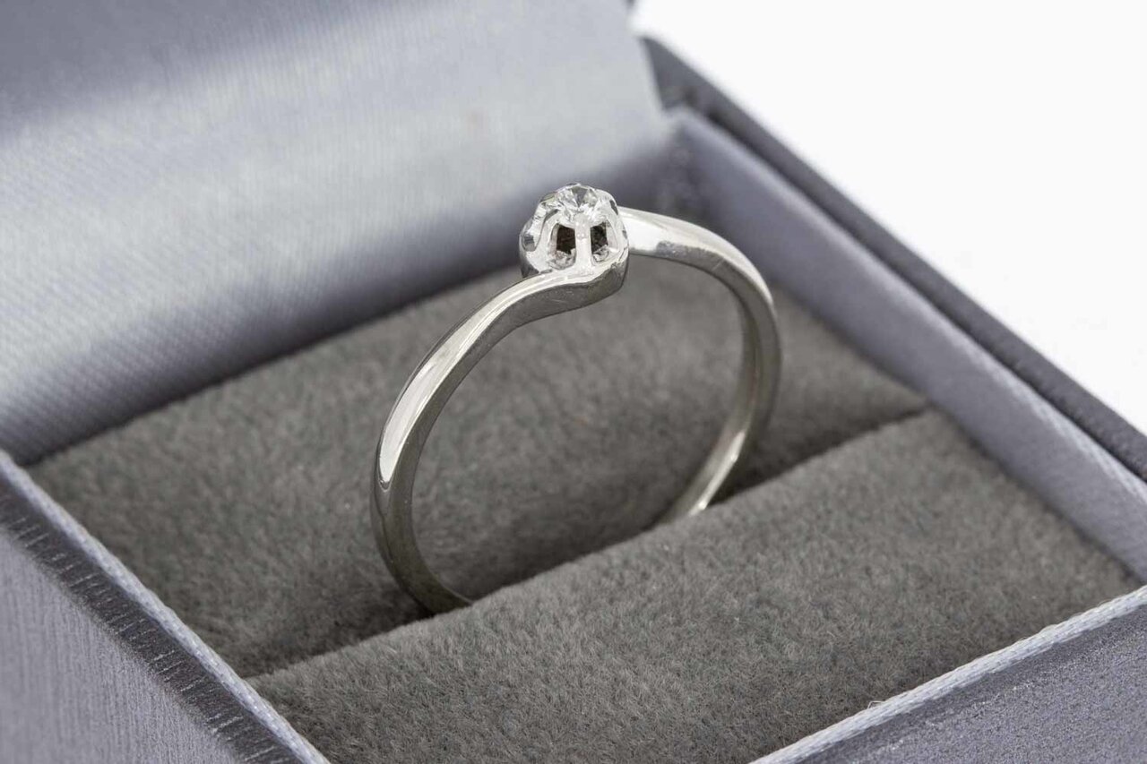 14 karaat witgouden diamantring - 18,4 mm
