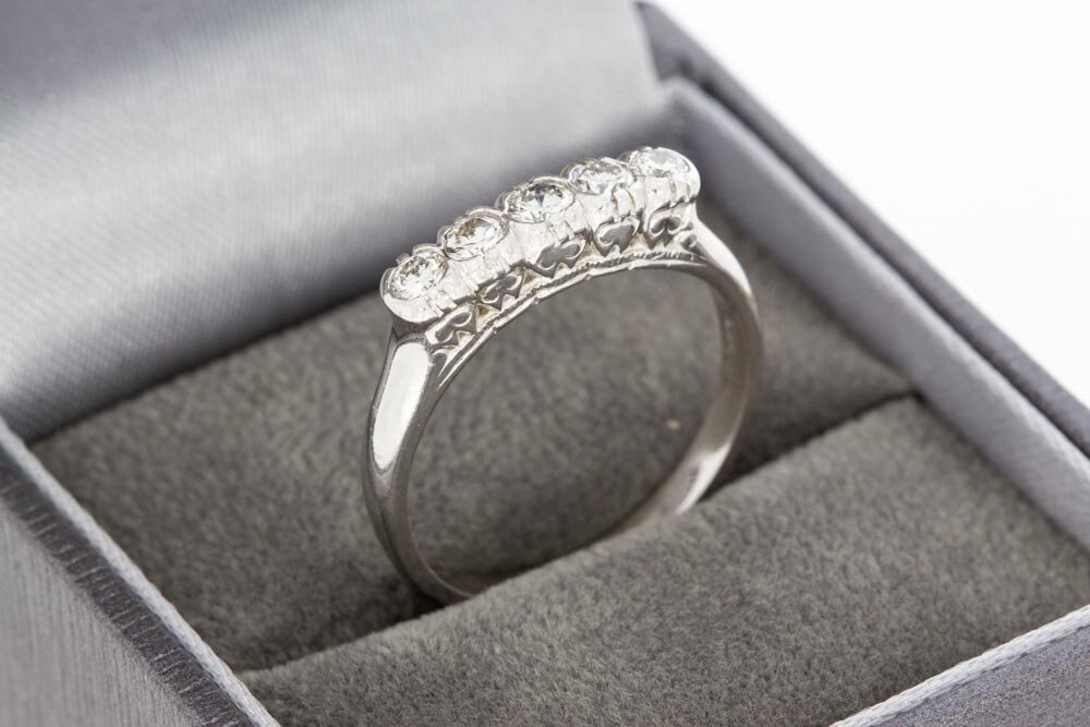 witgouden Diamant ring 14 karaat - 18,5 mm