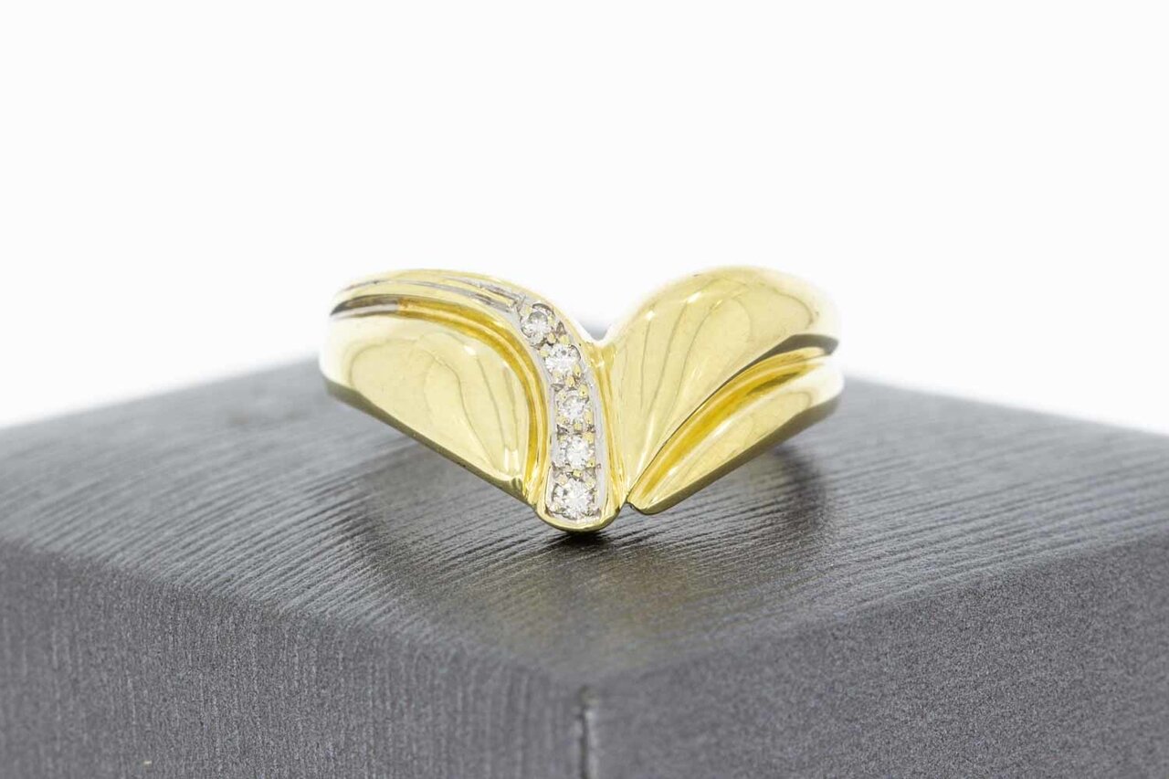 14 Karaat gouden diamant dames ring - 18,1 mm