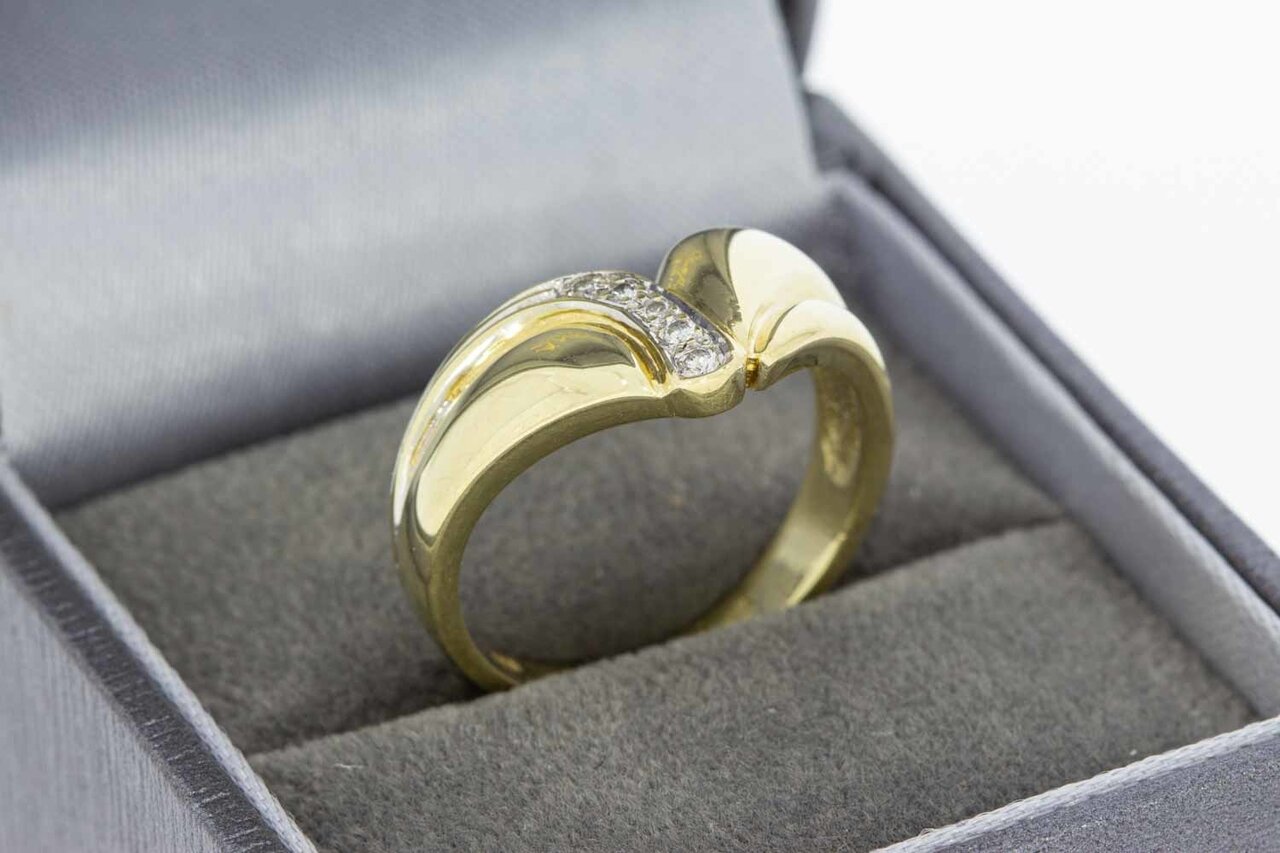 14 Karaat gouden diamant dames ring - 18,1 mm