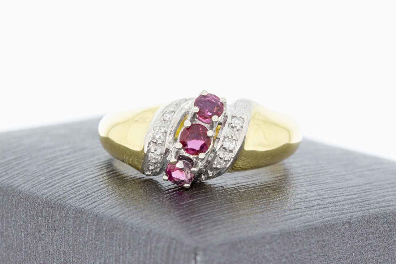 14 Karaat Edelstenen damesring - 18,7 mm