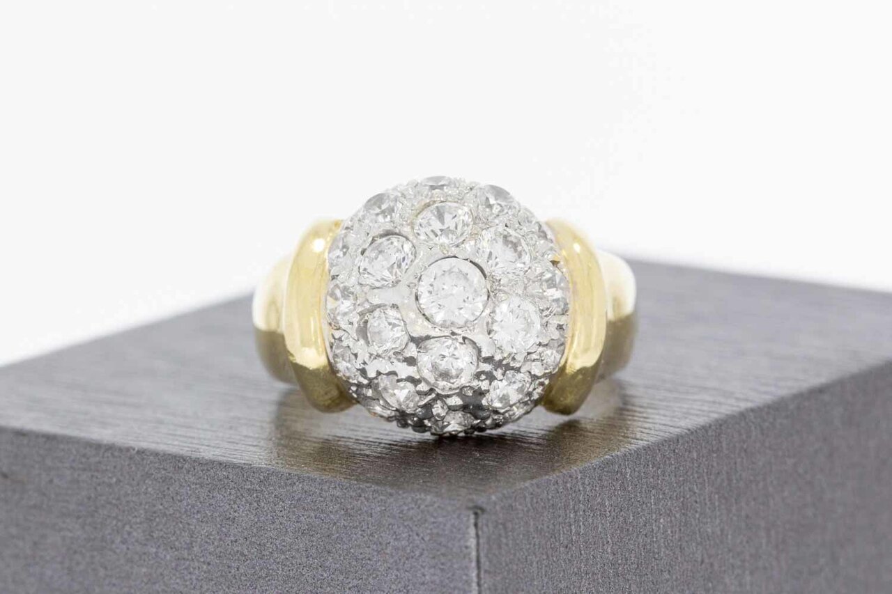 14 karaat goud dames ring met Zirkonia- 19,2 mm