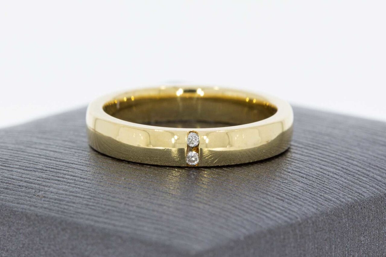 14 Karaat goud diamant dames ring - 16,2 mm