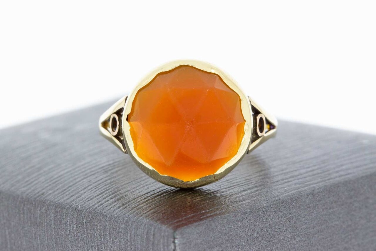 14 Karaat goud Carneool ring dames - 17,9 mm