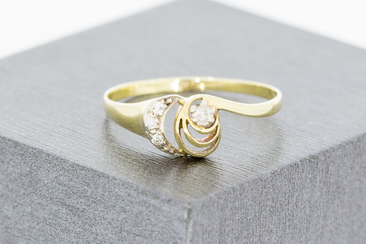 14 Karaat gouden zirkonia dames ring - 19,1 mm