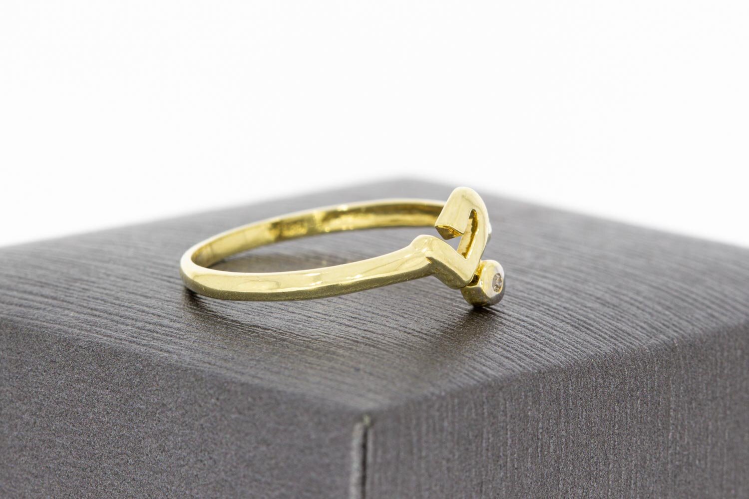14K gouden diamantring met hartje - 17,3 mm