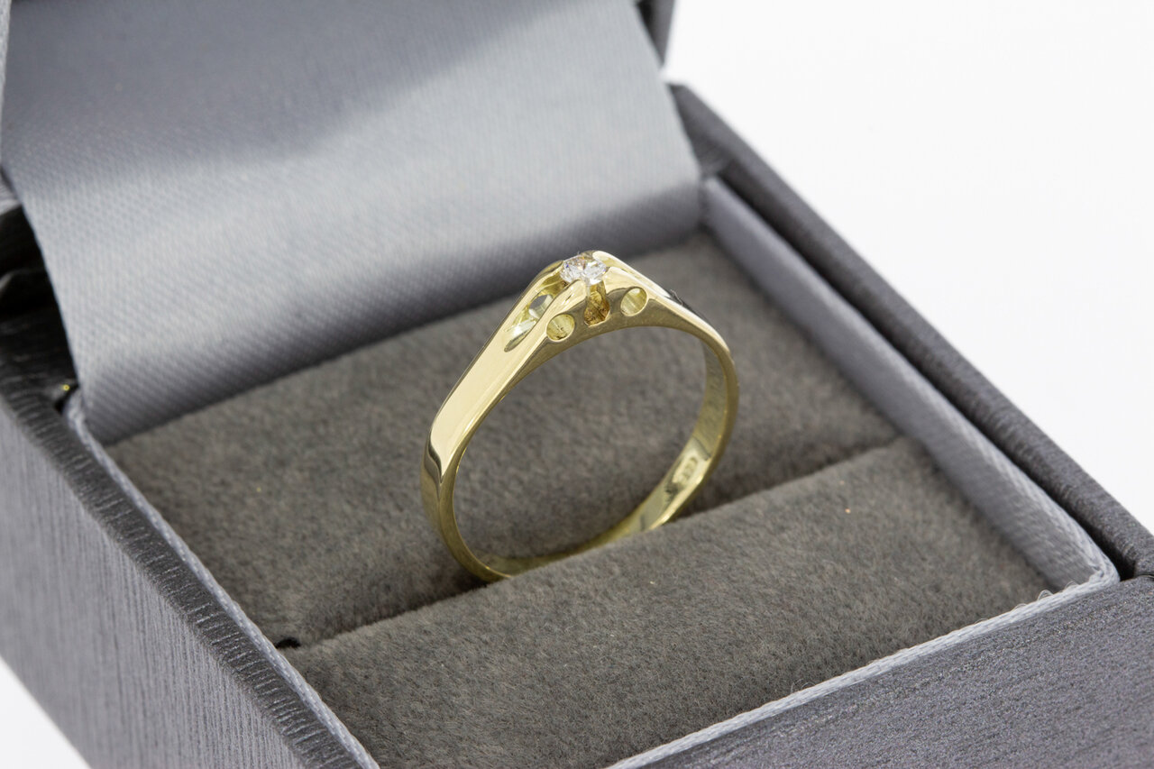 Gouden Pink damesring 14 Karaat - 16 mm