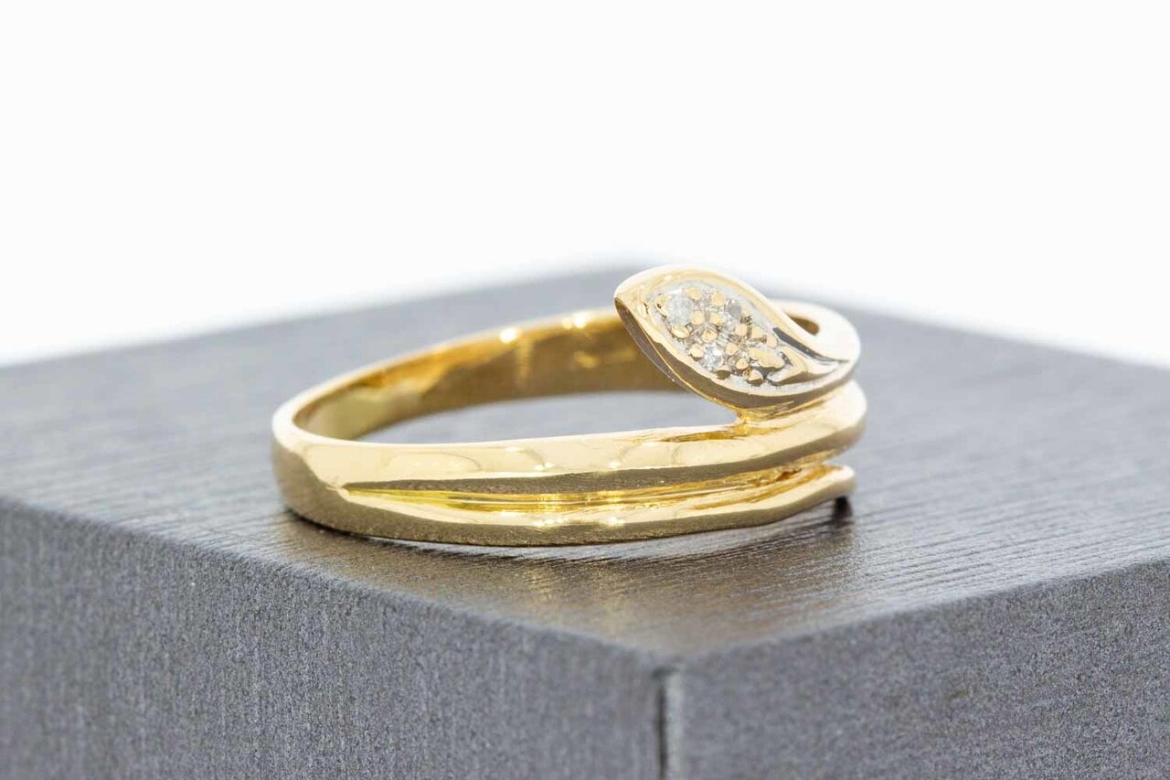 14 Karaat goud ring met Diamant - 17,5 mm