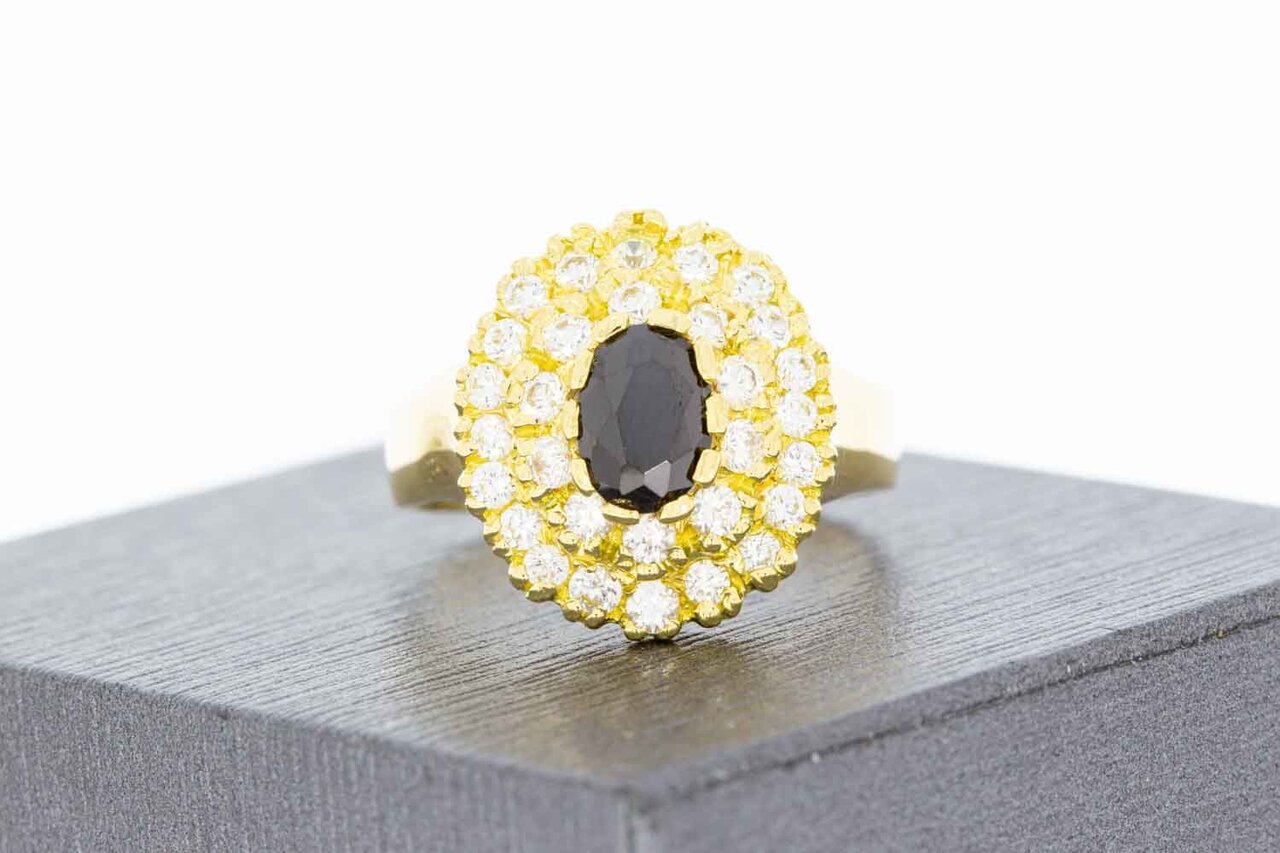 18 Karaat gouden edelstenen ring - 18,5 mm