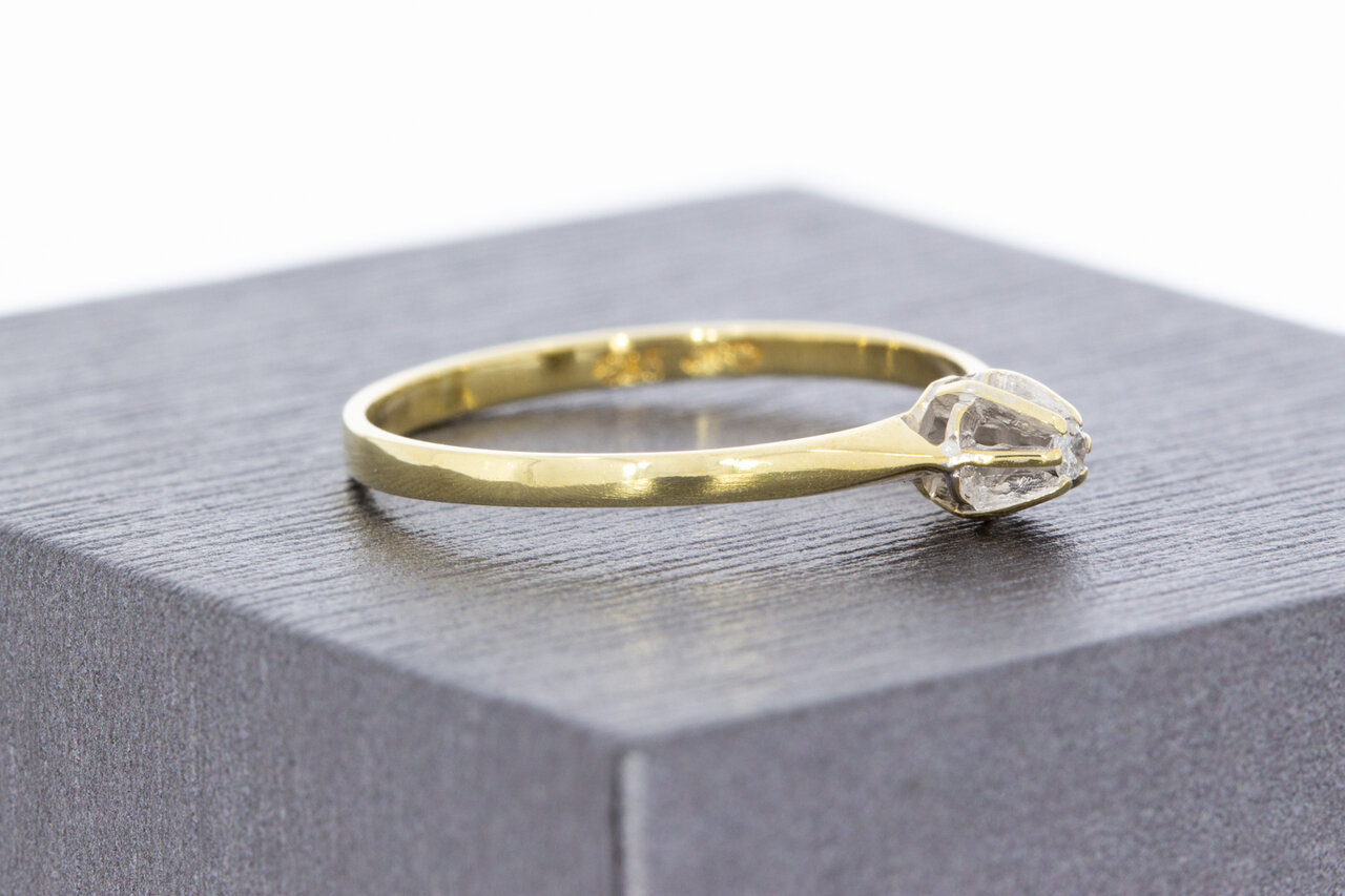 14 Karaat goud damesring met Diamant - 17,5 mm