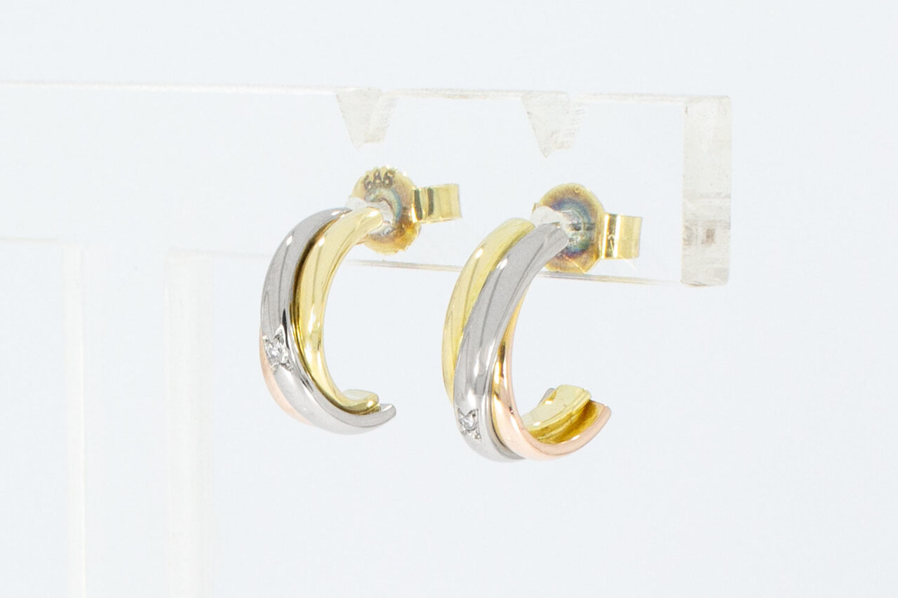 14 Karaat gouden diamant Creolen - 1,2 cm