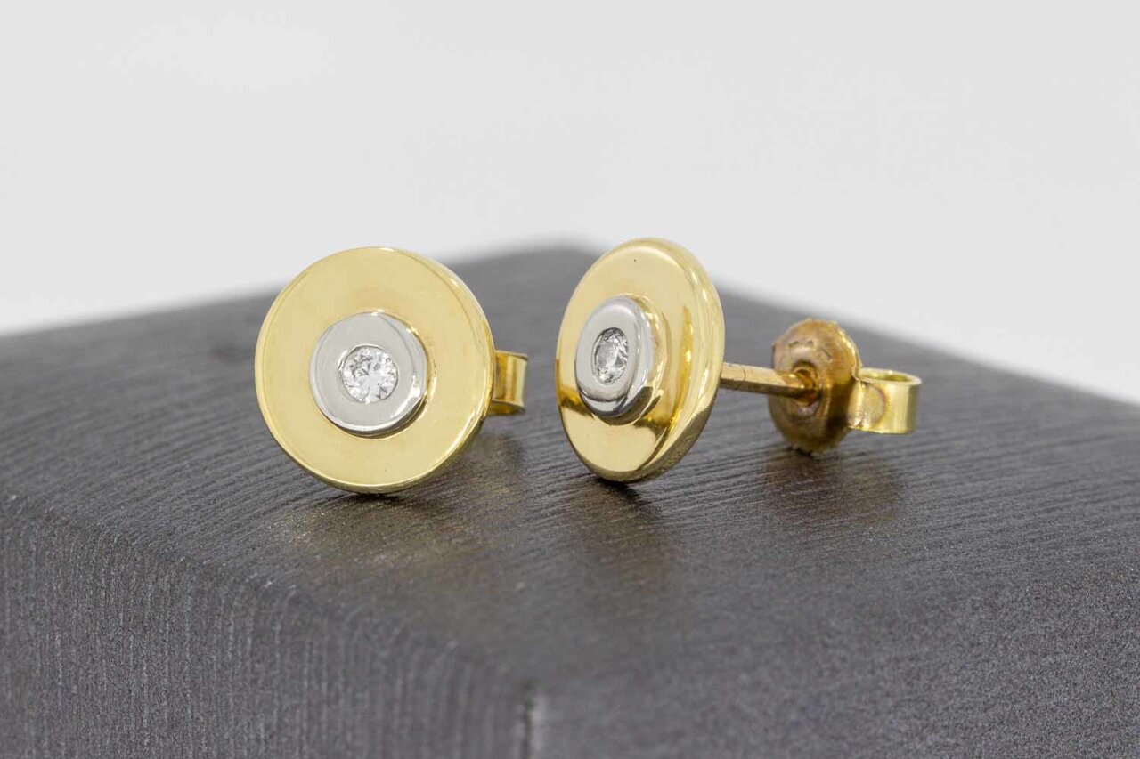 14 karaat gouden diamant oorknoppen dames