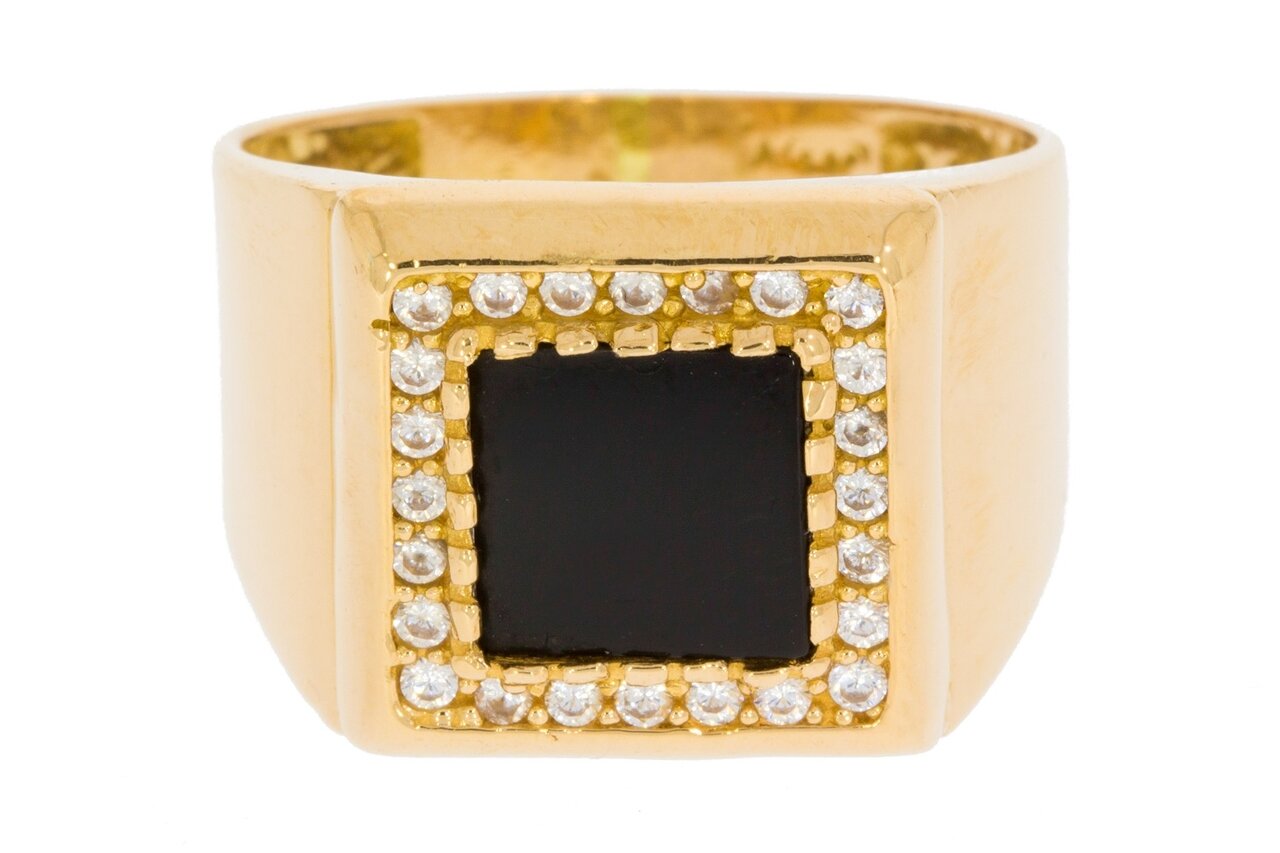 22 Karaat goud Onyx Zegelring heren - 19,6 mm