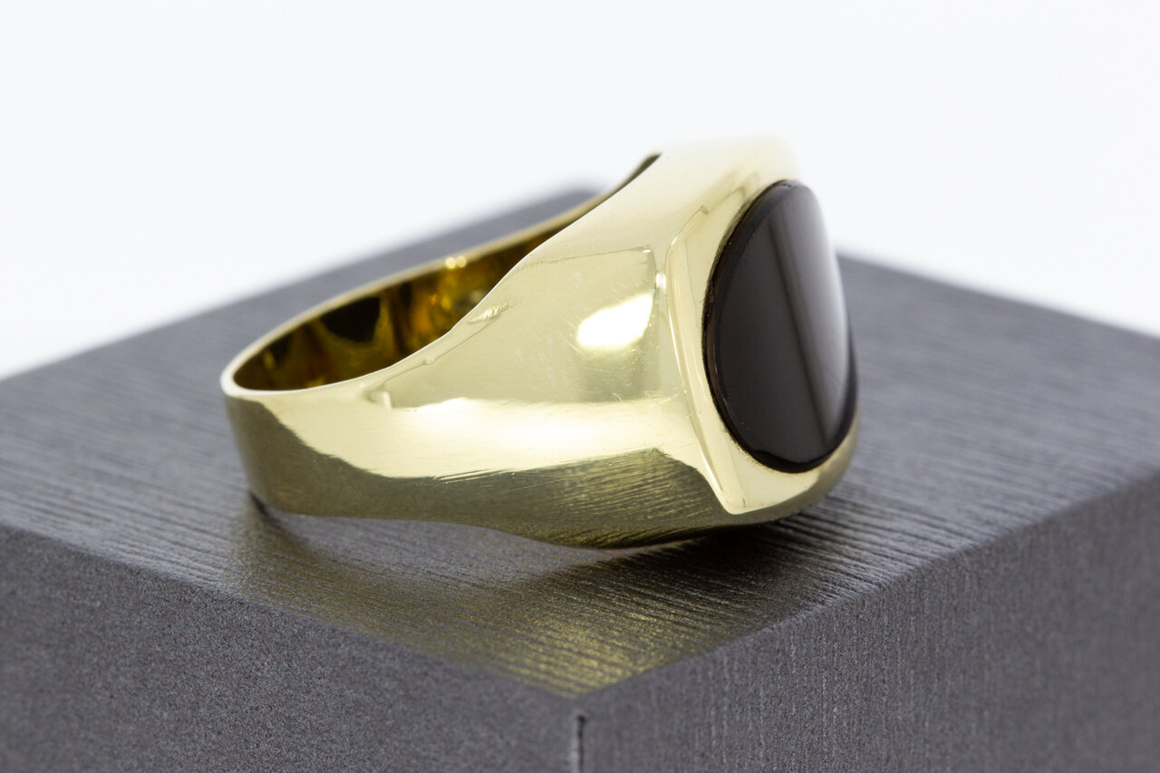 14 Karaat Onyx Zegelring mannen - 18,9 mm