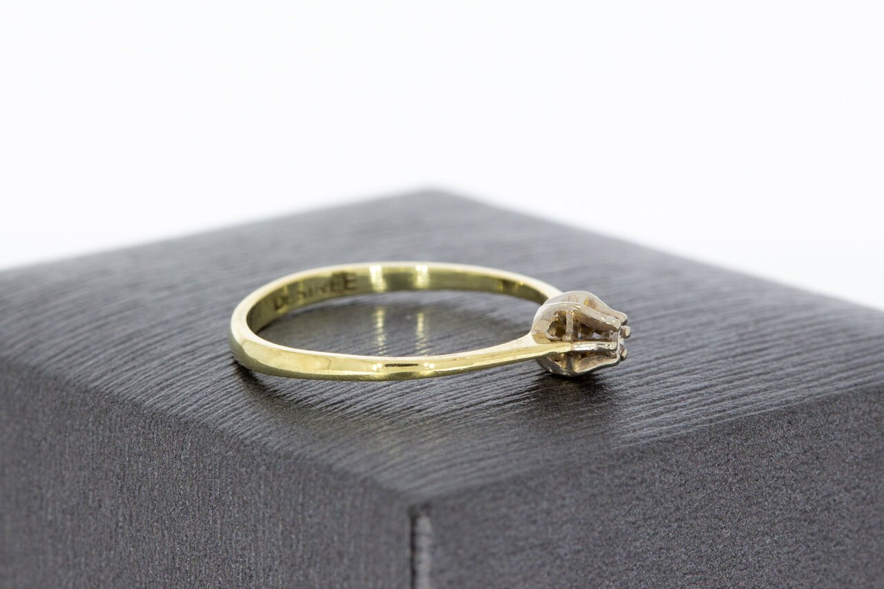 14 Karaat gouden diamant Solitairring - 16 ,9 mm
