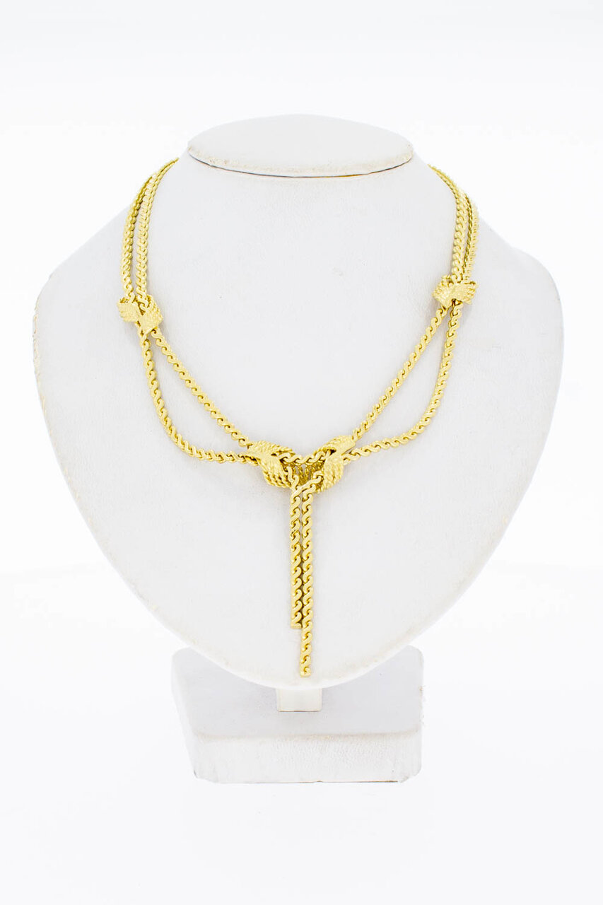 Dubbele Knoop Collier 14 Karaat goud - 42 cm