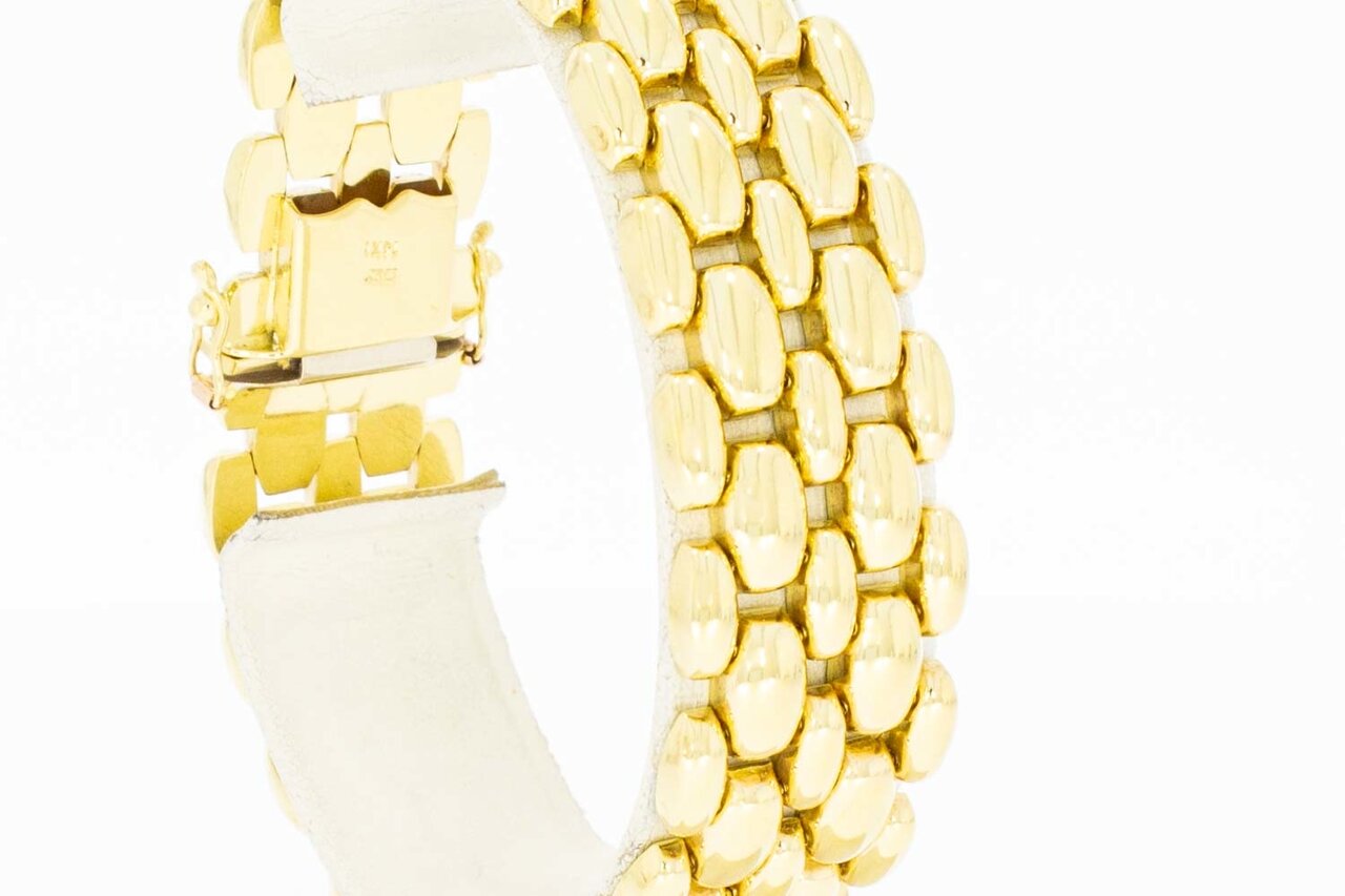 14 Karaat gouden brede Tank armband - 19,1 cm